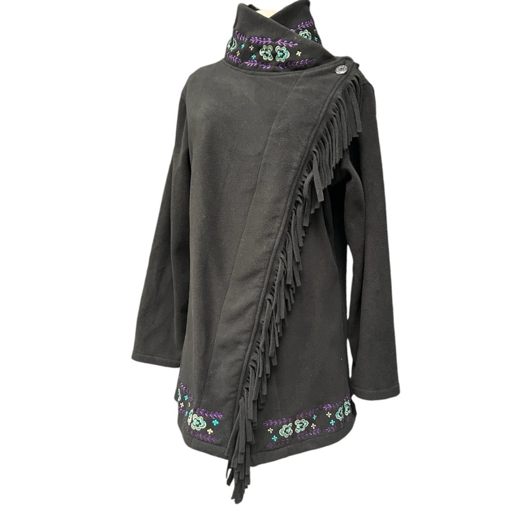 Black Fringe Embroidered Women's Jacket